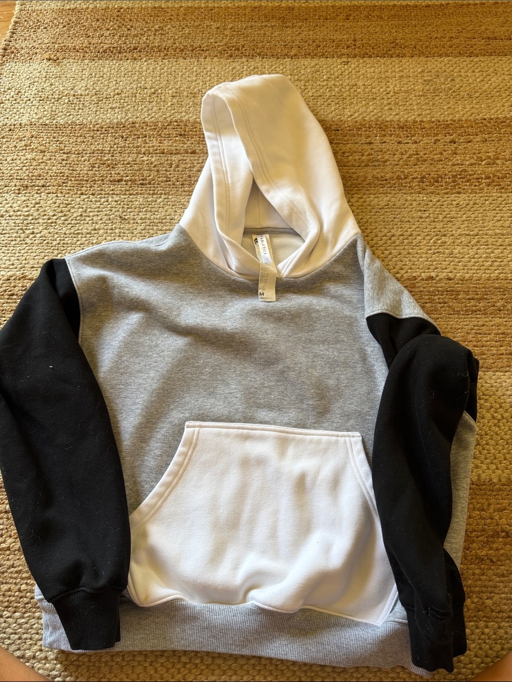 Fabletics Women's Colorblock Hoodie in Gray, White & Black